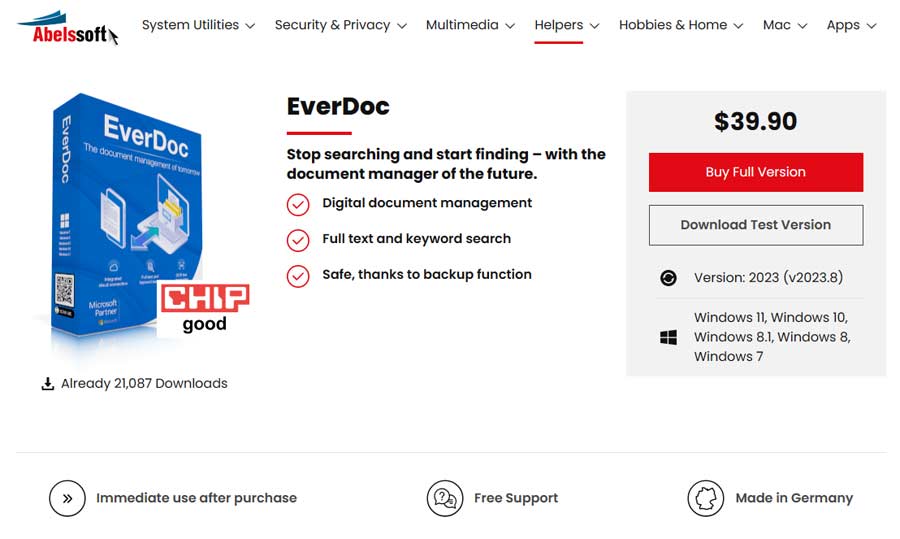 Abelssoft EverDoc Landing Page