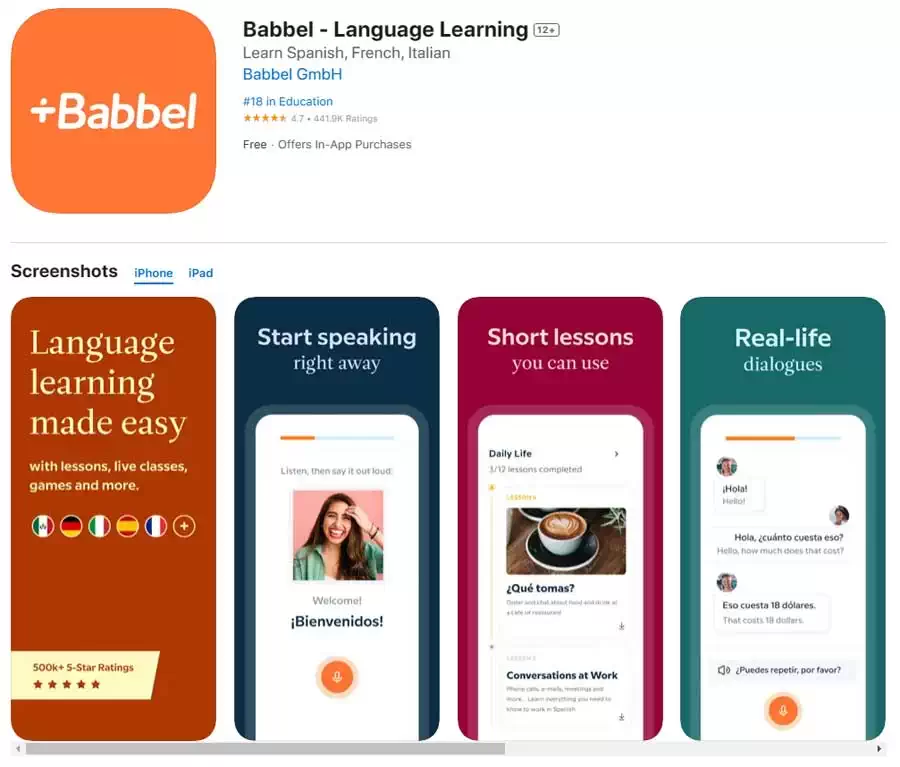 Babbel Language Learning App Store