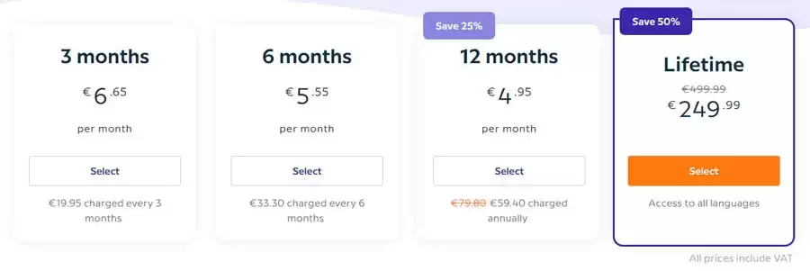 Babbel Language Learning Pricing