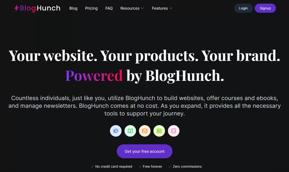 Bloghunch Landing Page