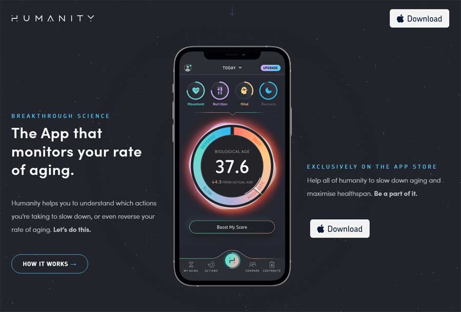 Humanity Health App Landing Page