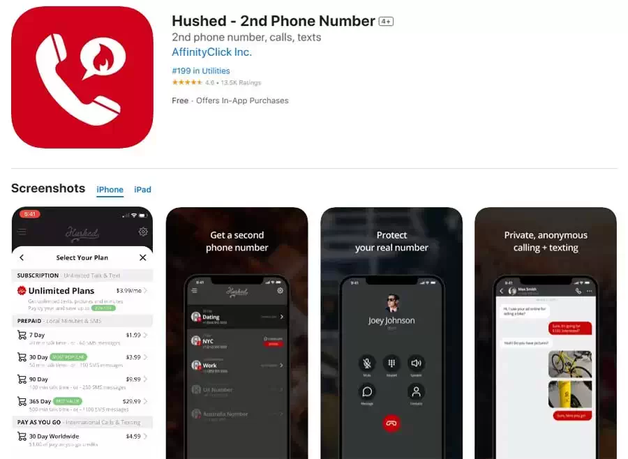 Hushed Private Phone Line Appstore