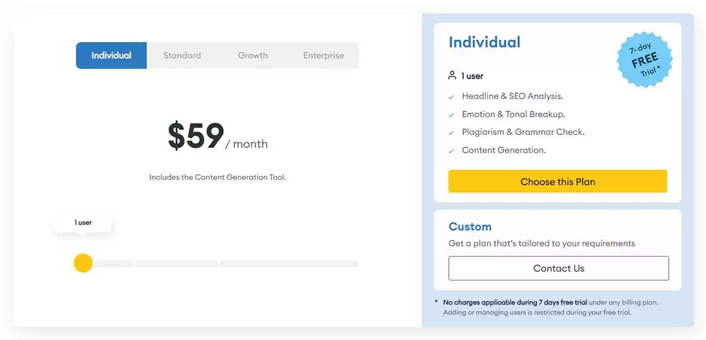 Instoried AI Content Checker Pricing