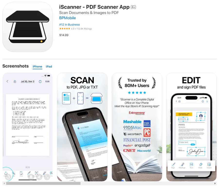 iScanner App App Store