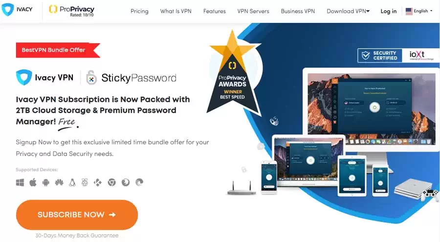 Ivacy VPN Landing Page