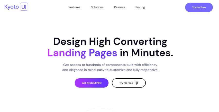 KyotoUI Pro - UI Kit For Figma Landing Page