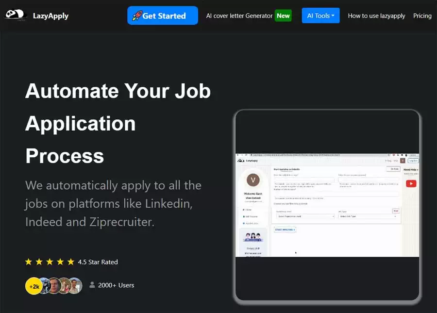 LazyApply Job Application Landing Page