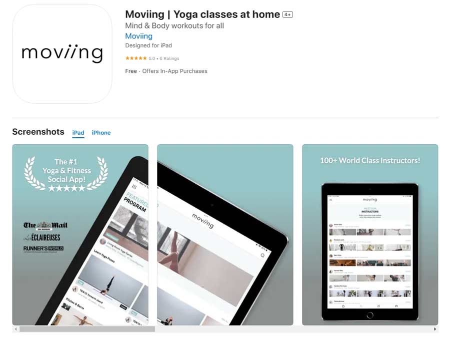 Moviing Online Yoga & Fitness Classes App Store