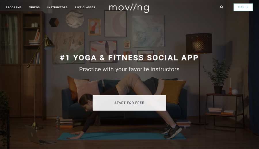 Moviing Online Yoga & Fitness Classes Landing Page