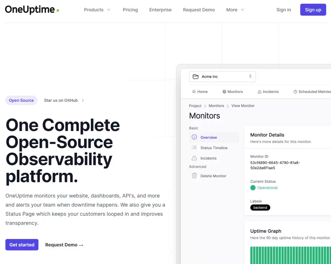 OneUptime Landing Page