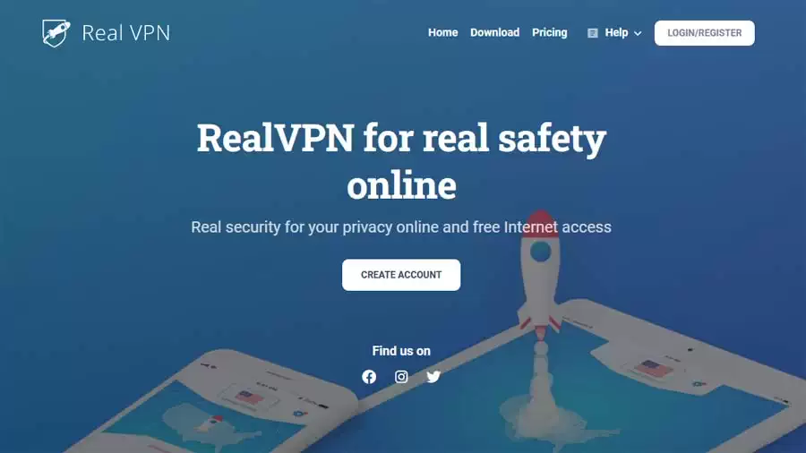 RealVPN Landing Page