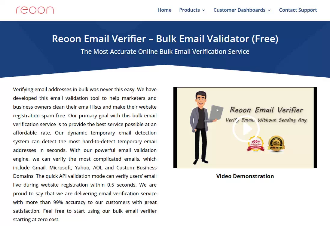 Reoon Email Verifier Landing Page