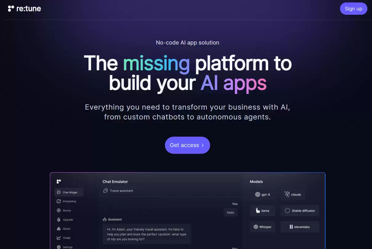 re:tune Landing Page