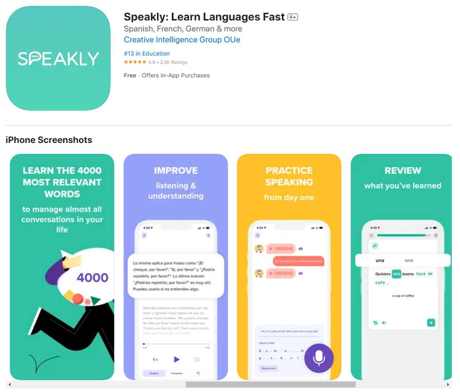 Speakly Learn Languages App Store