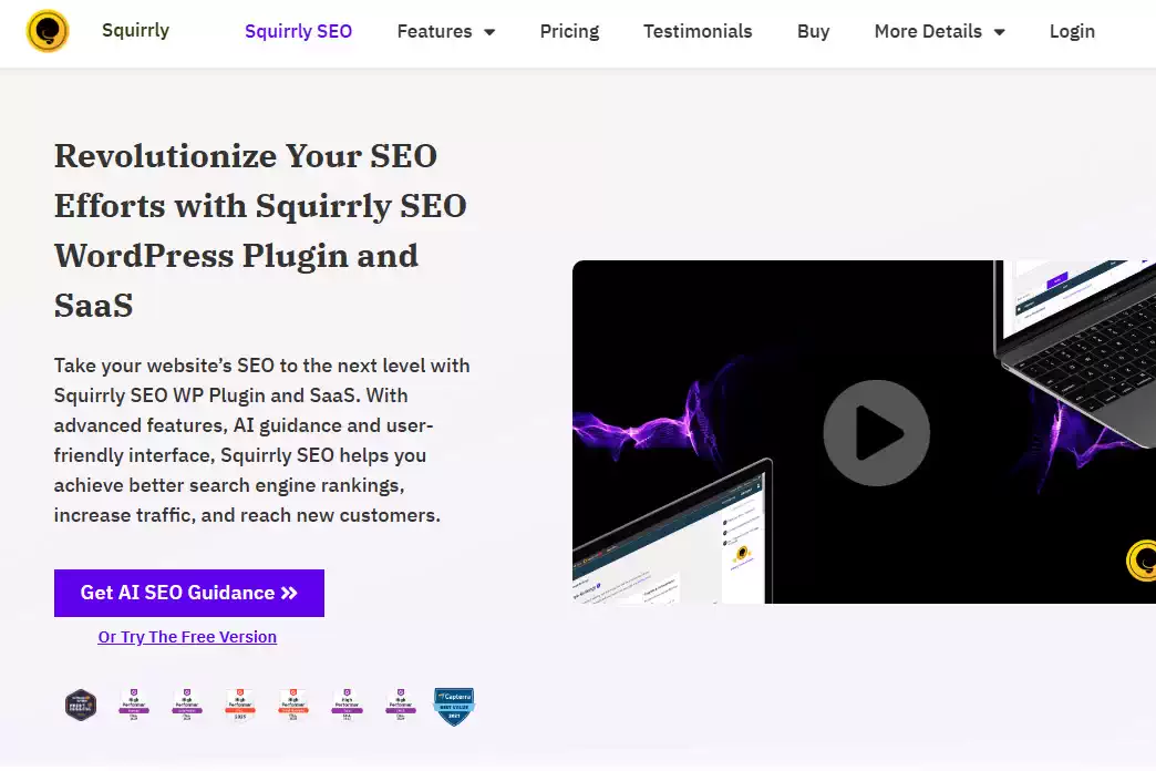 Squirrly SEO Landing Page