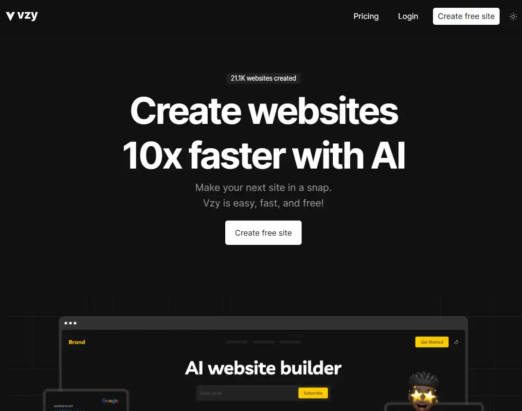 Vzy Landing Page