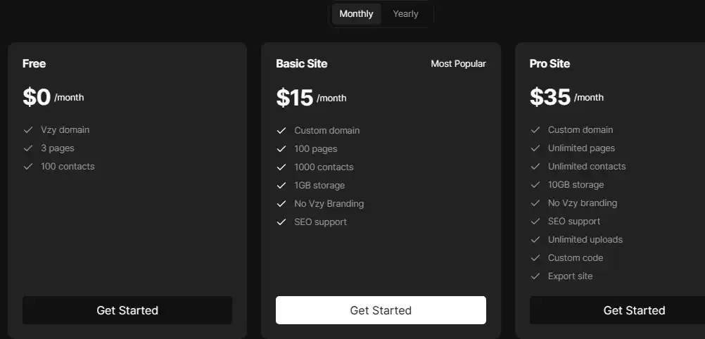 Vzy Pricing